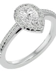 Inel de Logodnă Pavé cu Diamante Naturale Pară Fațetată de 1.26 ct din Platina - Castelo.ro