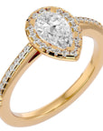 Inel de Logodnă Pavé cu Moissanite Pară Fațetată de 1.26 ct din 18k Aur Galben - Castelo.ro