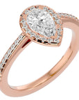 Inel de Logodnă Pavé din Aur 14k cu Moissanite Pară Fațetată de 1.26 ct din 14k Aur Roz - Castelo.ro