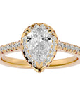 Inel de Logodnă Pavé cu Diamante Naturale Pară Fațetată de 1.09 ct din 18k Aur Galben - Castelo.ro