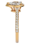 Inel de Logodnă Pavé cu Moissanite Pară Fațetată de 1.09 ct din 18k Aur Galben - Castelo.ro