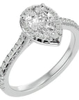 Inel de Logodnă Pavé din Aur 14k cu Diamante Naturale Pară Fațetată de 1.09 ct din 14k Aur Alb - Castelo.ro