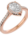Inel de Logodnă Pavé din Aur 14k cu Diamante Naturale Pară Fațetată de 1.09 ct din 14k Aur Roz - Castelo.ro