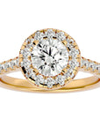 Inel de Logodnă Brilliant Rotund Halo Pavé din Aur 14k cu Moissanite de 1.60 ct din 14k Aur Galben - Castelo.ro