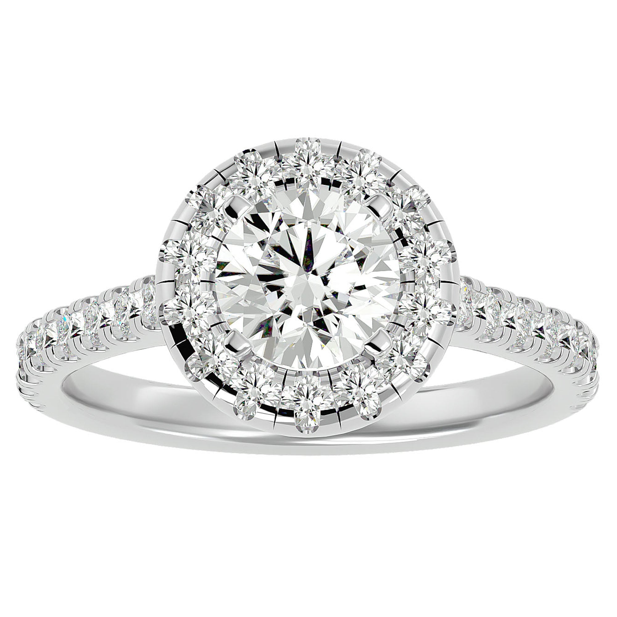 Inel de Logodnă Brilliant Rotund Halo Pavé cu Diamante Naturale de 1.60 ct din Platina - Castelo.ro