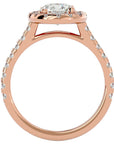 Inel de Logodnă Brilliant Rotund Halo Pavé din Aur 14k cu Moissanite de 1.60 ct din 14k Aur Roz - Castelo.ro