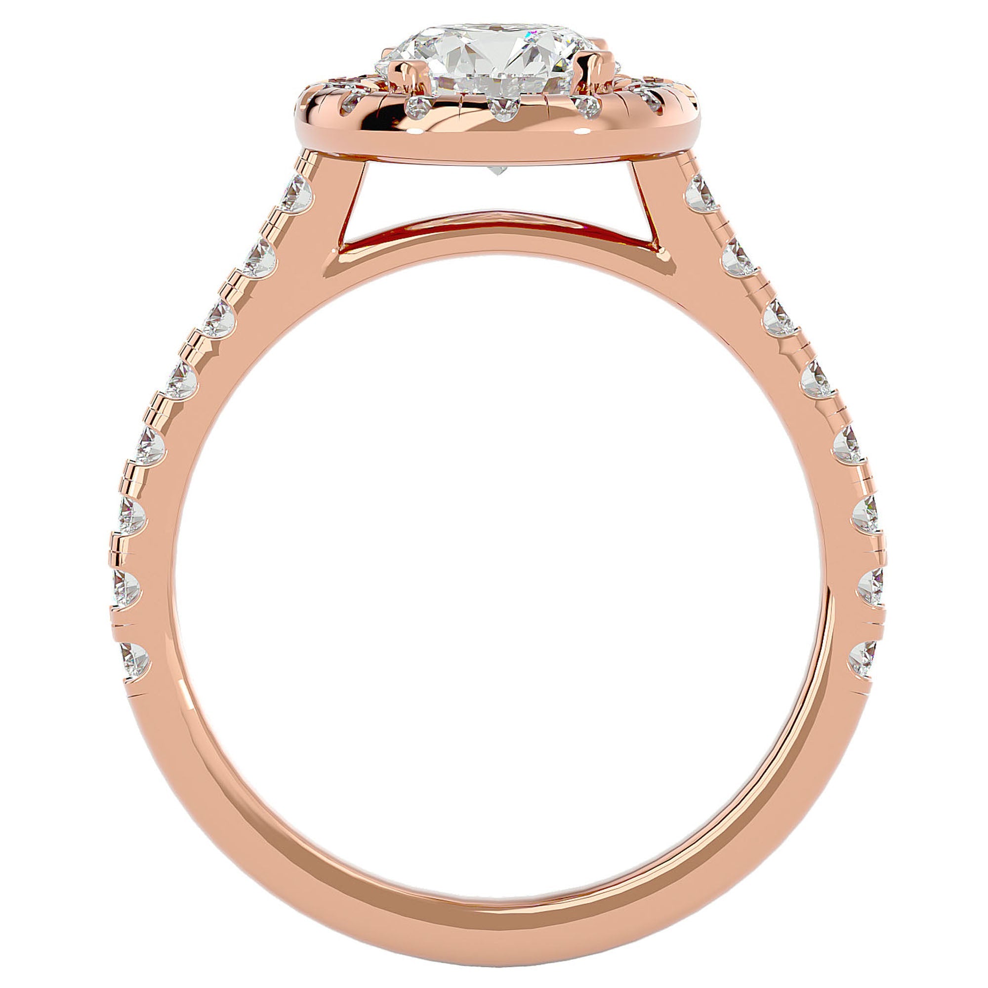 Inel de Logodnă Brilliant Rotund Halo Pavé din Aur 14k cu Diamante Create în Laborator de 1.60 ct din 14k Aur Roz - Castelo.ro