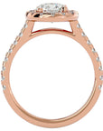 Inel de Logodnă Brilliant Rotund Halo Pavé cu Diamante Create în Laborator de 1.60 ct din 18k Aur Roz - Castelo.ro