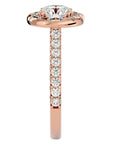 Inel de Logodnă Brilliant Rotund Halo Pavé cu Diamante Create în Laborator de 1.60 ct din 18k Aur Roz - Castelo.ro