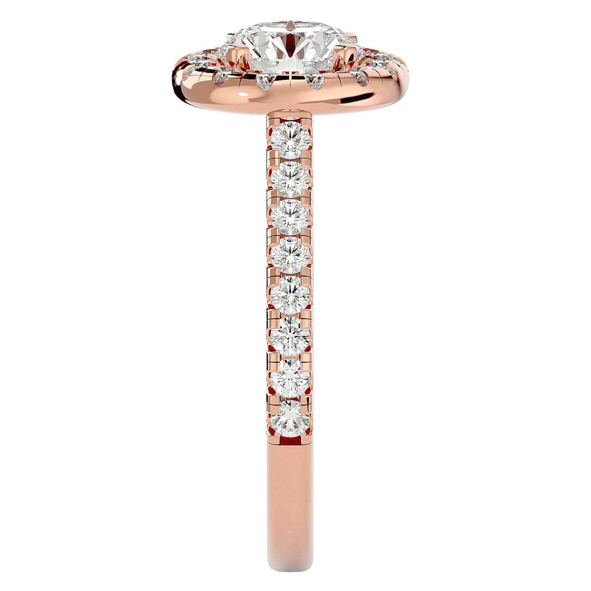 Inel de Logodnă Brilliant Rotund Halo Pavé din Aur 14k cu Diamante Create în Laborator de 1.60 ct din 14k Aur Roz - Castelo.ro