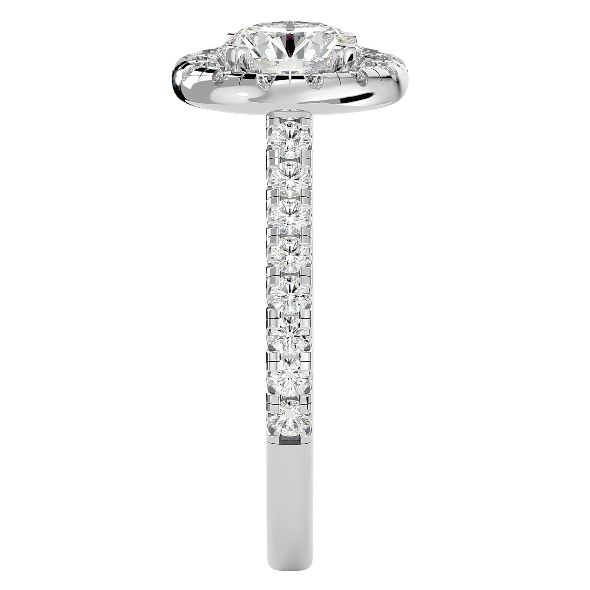 Inel de Logodnă Brilliant Rotund Halo Pavé din Aur 14k cu Moissanite de 1.60 ct din 14k Aur Alb - Castelo.ro