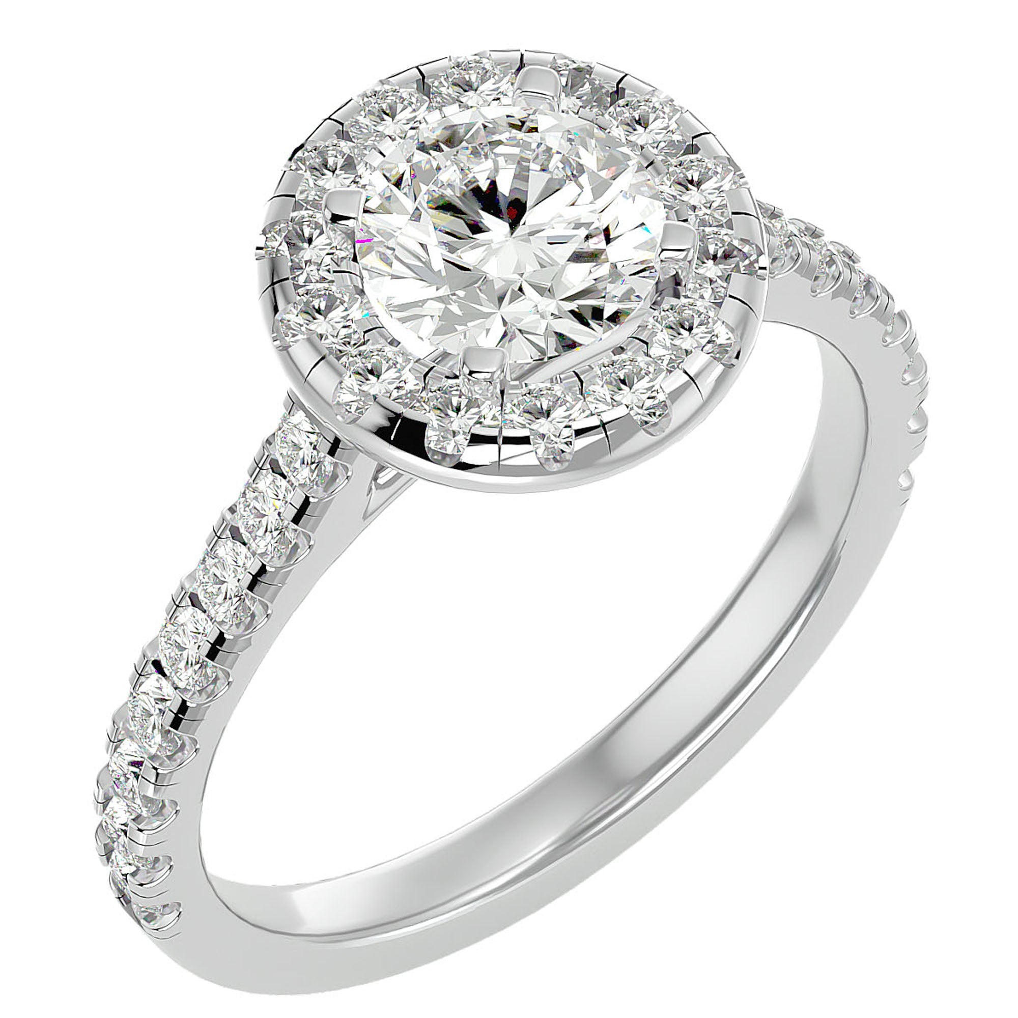 Inel de Logodnă Brilliant Rotund Halo Pavé cu Diamante Naturale de 1.60 ct din Platina - Castelo.ro