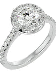 Inel de Logodnă Brilliant Rotund Halo Pavé din Aur 14k cu Moissanite de 1.60 ct din 14k Aur Alb - Castelo.ro