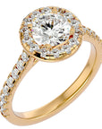 Inel de Logodnă Brilliant Rotund Halo Pavé din Aur 14k cu Diamante Create în Laborator de 1.60 ct din 14k Aur Galben - Castelo.ro