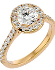 Inel de Logodnă Brilliant Rotund Halo Pavé din Aur 14k cu Moissanite de 1.60 ct din 14k Aur Galben - Castelo.ro