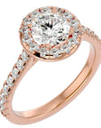 Inel de Logodnă Brilliant Rotund Halo Pavé din Aur 14k cu Diamante Naturale de 1.60 ct din 14k Aur Roz - Castelo.ro