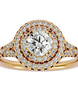 Inel de Logodnă Brilliant Rotund Halo Pavé cu Diamante Create în Laborator de 1.32 ct din 18k Aur Roz - Castelo.ro