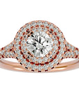 Inel de Logodnă Brilliant Rotund Halo Pavé din Aur 14k cu Moissanite de 1.32 ct din 14k Aur Roz - Castelo.ro
