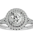 Inel de Logodnă Brilliant Rotund Halo Pavé din Aur 14k cu Diamante Naturale de 1.32 ct din 14k Aur Alb - Castelo.ro