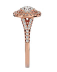 Inel de Logodnă Brilliant Rotund Halo Pavé cu Diamante Create în Laborator de 1.32 ct din 18k Aur Roz - Castelo.ro