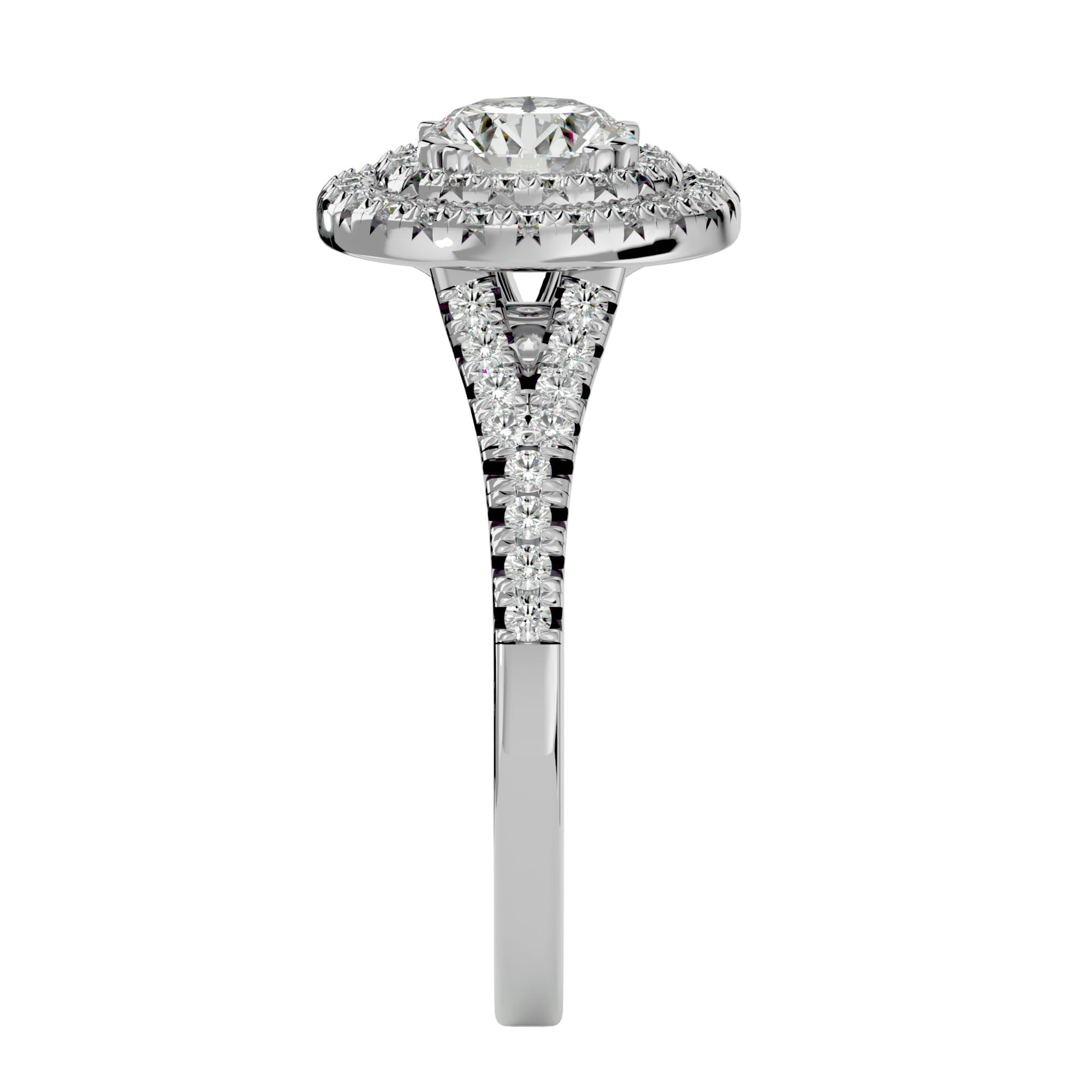 Inel de Logodnă Brilliant Rotund Halo Pavé cu Diamante Create în Laborator de 1.32 ct din Platina - Castelo.ro