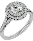 Inel de Logodnă Brilliant Rotund Halo Pavé din Aur 14k cu Diamante Naturale de 1.32 ct din 14k Aur Alb - Castelo.ro