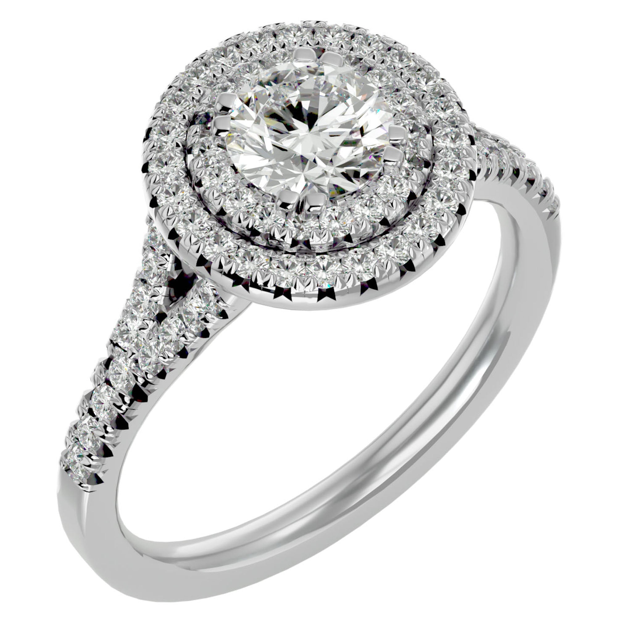 Inel de Logodnă Brilliant Rotund Halo Pavé cu Diamante Create în Laborator de 1.32 ct din Platina - Castelo.ro