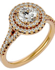 Inel de Logodnă Brilliant Rotund Halo Pavé din Aur 14k cu Moissanite de 1.32 ct din 14k Aur Roz - Castelo.ro