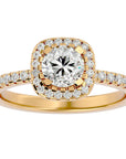 Inel de Logodnă Brilliant Rotund Halo Pavé din Aur 14k cu Diamante Create în Laborator de 1.70 ct din 14k Aur Galben - Castelo.ro