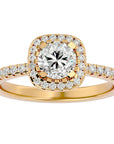 Inel de Logodnă Brilliant Rotund Halo Pavé cu Moissanite de 1.70 ct din 18k Aur Galben - Castelo.ro