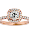 Inel de Logodnă Brilliant Rotund Halo Pavé din Aur 14k cu Diamante Naturale de 1.70 ct din 14k Aur Roz - Castelo.ro
