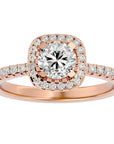 Inel de Logodnă Brilliant Rotund Halo Pavé din Aur 14k cu Diamante Naturale de 1.70 ct din 14k Aur Roz - Castelo.ro