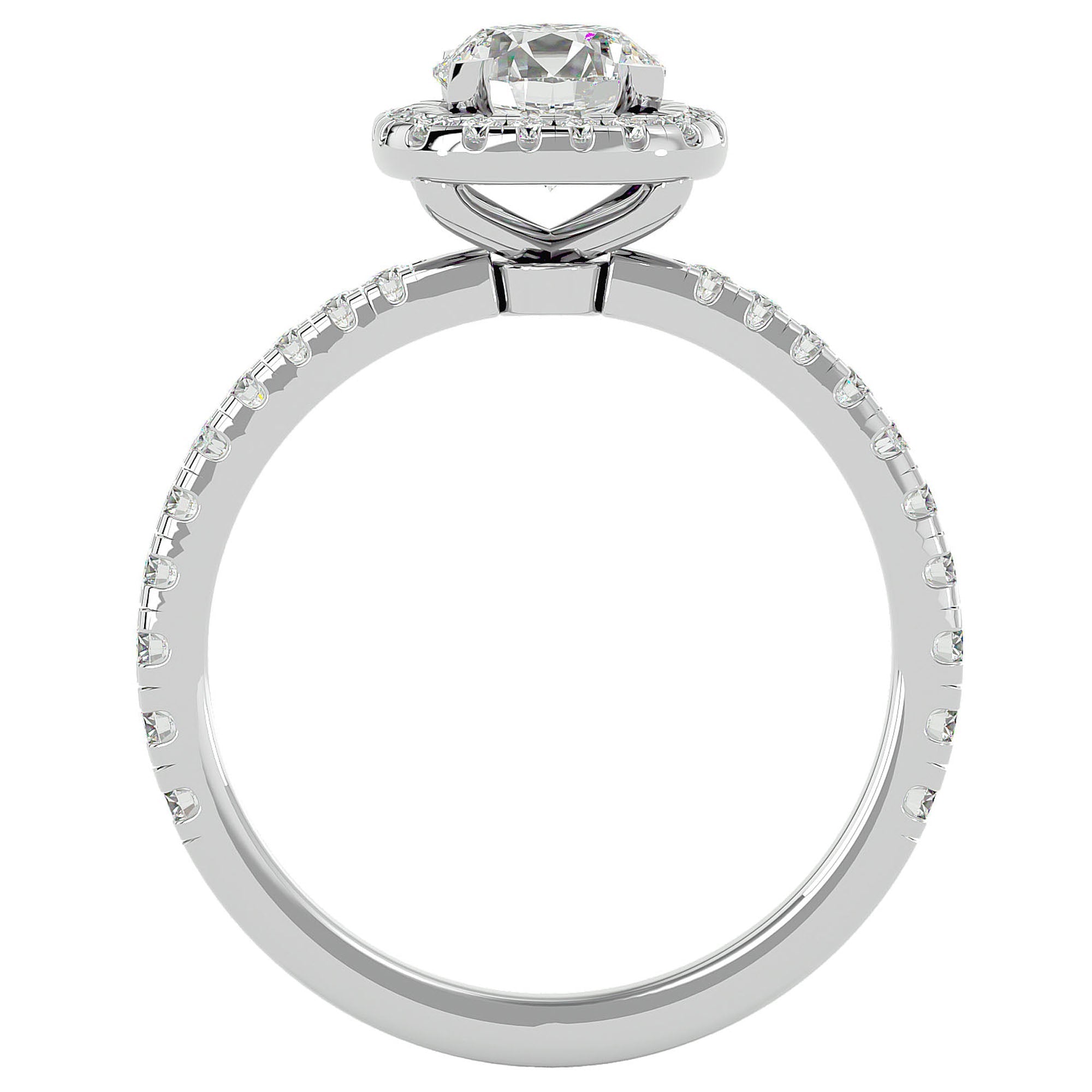Inel de Logodnă Brilliant Rotund Halo Pavé din Aur 14k cu Diamante Naturale de 1.70 ct din 14k Aur Alb - Castelo.ro
