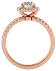 Inel de Logodnă Brilliant Rotund Halo Pavé cu Diamante Create în Laborator de 1.70 ct din 18k Aur Roz - Castelo.ro