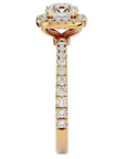 Inel de Logodnă Brilliant Rotund Halo Pavé din Aur 14k cu Moissanite de 1.70 ct din 14k Aur Galben - Castelo.ro