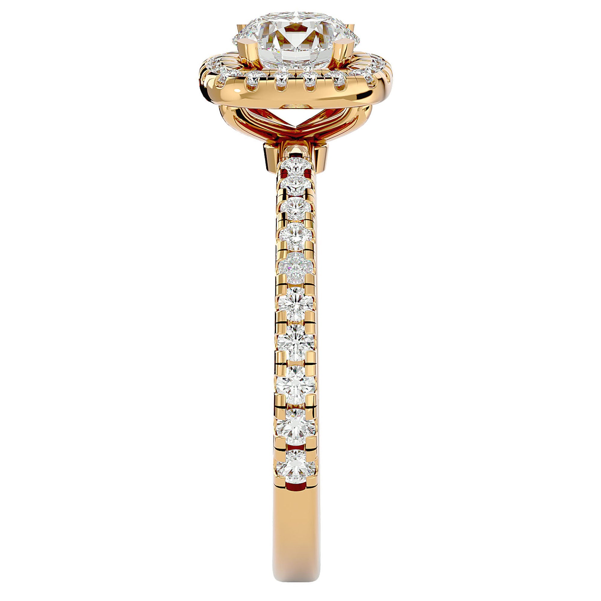 Inel de Logodnă Brilliant Rotund Halo Pavé din Aur 14k cu Diamante Naturale de 1.70 ct din 14k Aur Galben - Castelo.ro