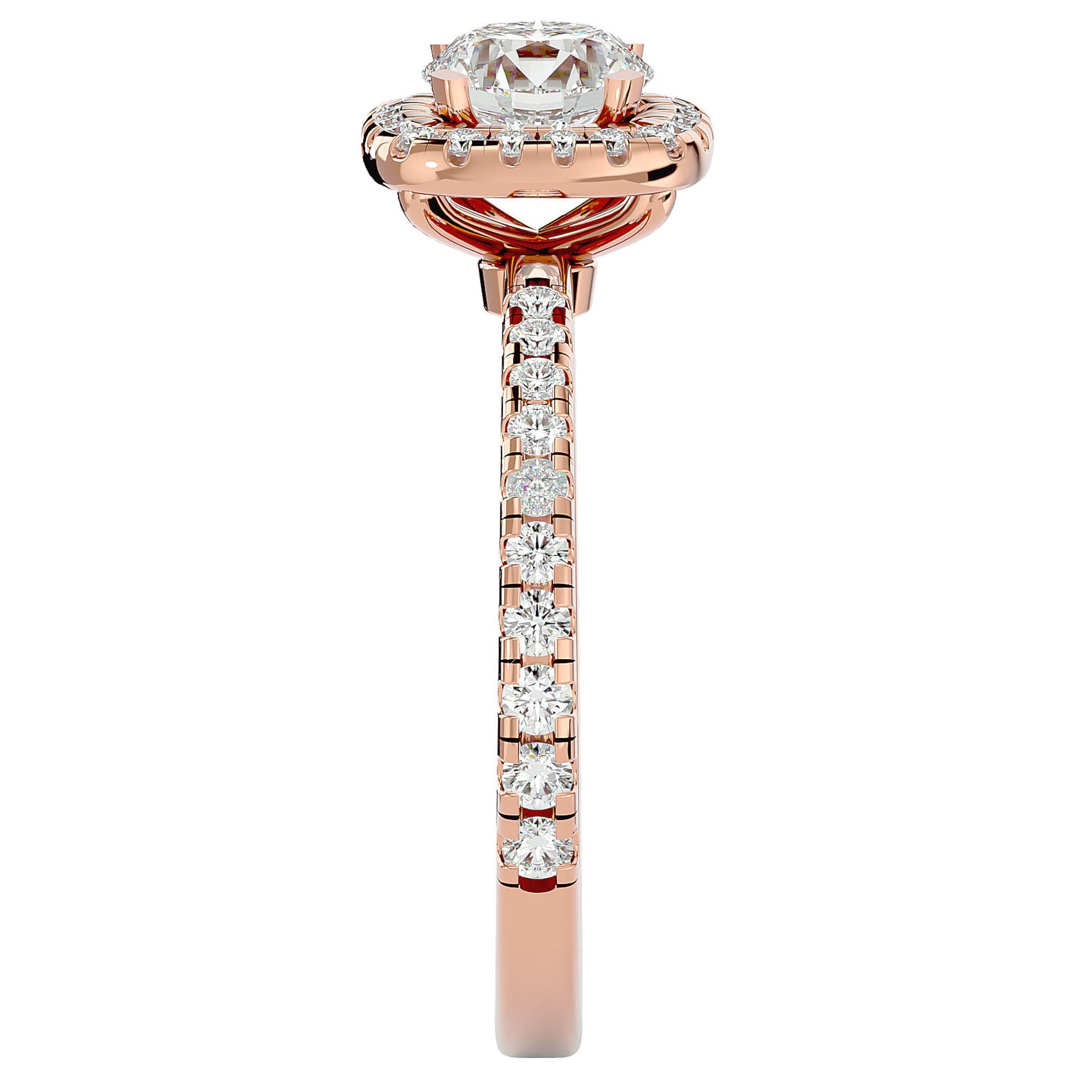 Inel de Logodnă Brilliant Rotund Halo Pavé din Aur 14k cu Moissanite de 1.70 ct din 14k Aur Roz - Castelo.ro