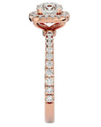 Inel de Logodnă Brilliant Rotund Halo Pavé din Aur 14k cu Moissanite de 1.70 ct din 14k Aur Roz - Castelo.ro