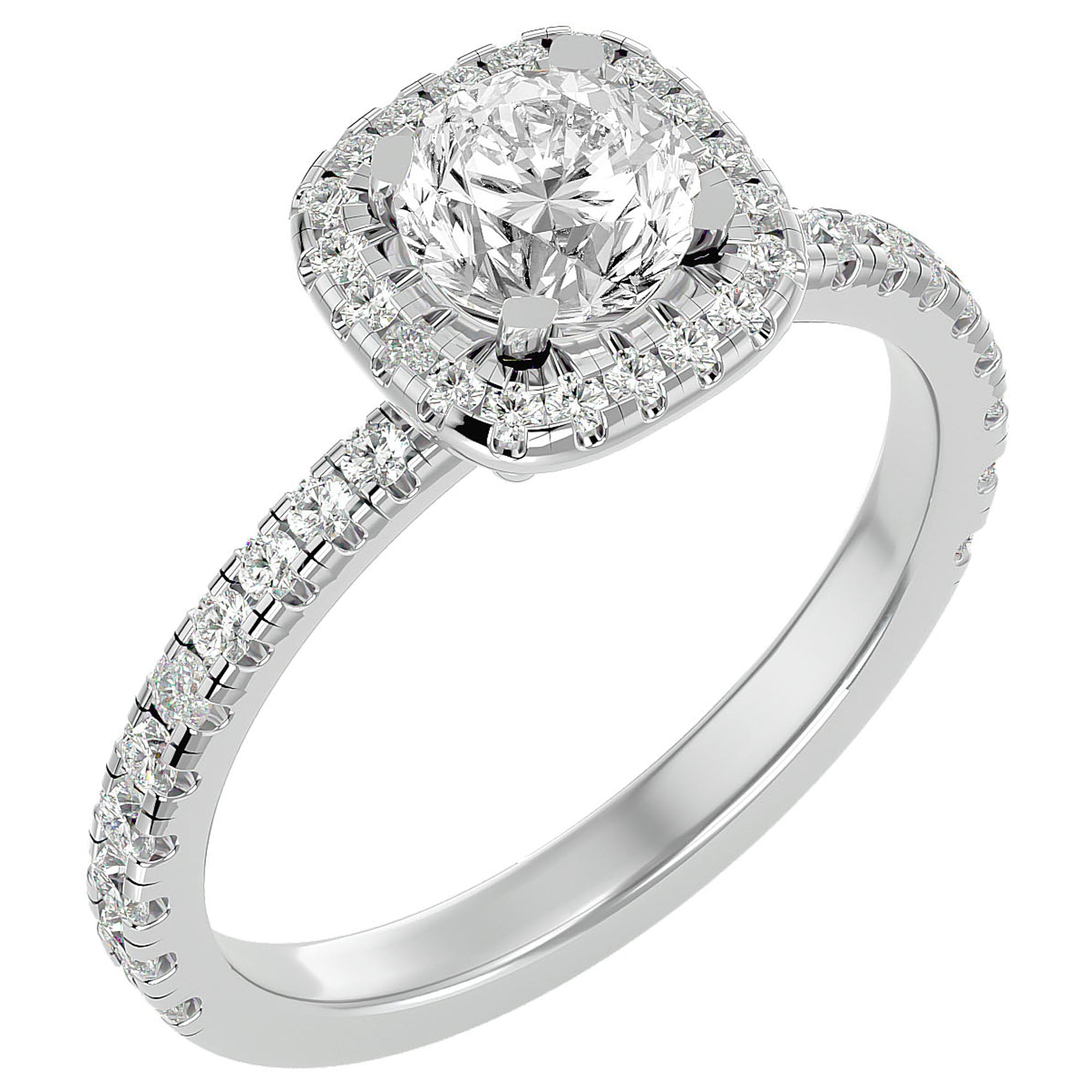 Inel de Logodnă Brilliant Rotund Halo Pavé cu Diamante Create în Laborator de 1.70 ct din Platina - Castelo.ro