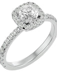 Inel de Logodnă Brilliant Rotund Halo Pavé din Aur 14k cu Moissanite de 1.70 ct din 14k Aur Alb - Castelo.ro