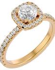 Inel de Logodnă Brilliant Rotund Halo Pavé cu Diamante Create în Laborator de 1.70 ct din 18k Aur Galben - Castelo.ro