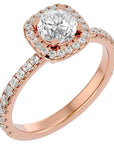 Inel de Logodnă Brilliant Rotund Halo Pavé din Aur 14k cu Diamante Create în Laborator de 1.70 ct din 14k Aur Roz - Castelo.ro