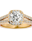 Inel de Logodnă din Aur 14k cu Diamante Create în Laborator Brilliant Rotund Pavé de 1.30 ct din 14k Aur Galben - Castelo.ro