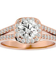 Inel de Logodnă cu Diamante Create în Laborator Brilliant Rotund Pavé de 1.30 ct din 18k Aur Roz - Castelo.ro