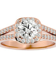 Inel de Logodnă din Aur 14k cu Diamante Create în Laborator Brilliant Rotund Pavé de 1.30 ct din 14k Aur Roz - Castelo.ro