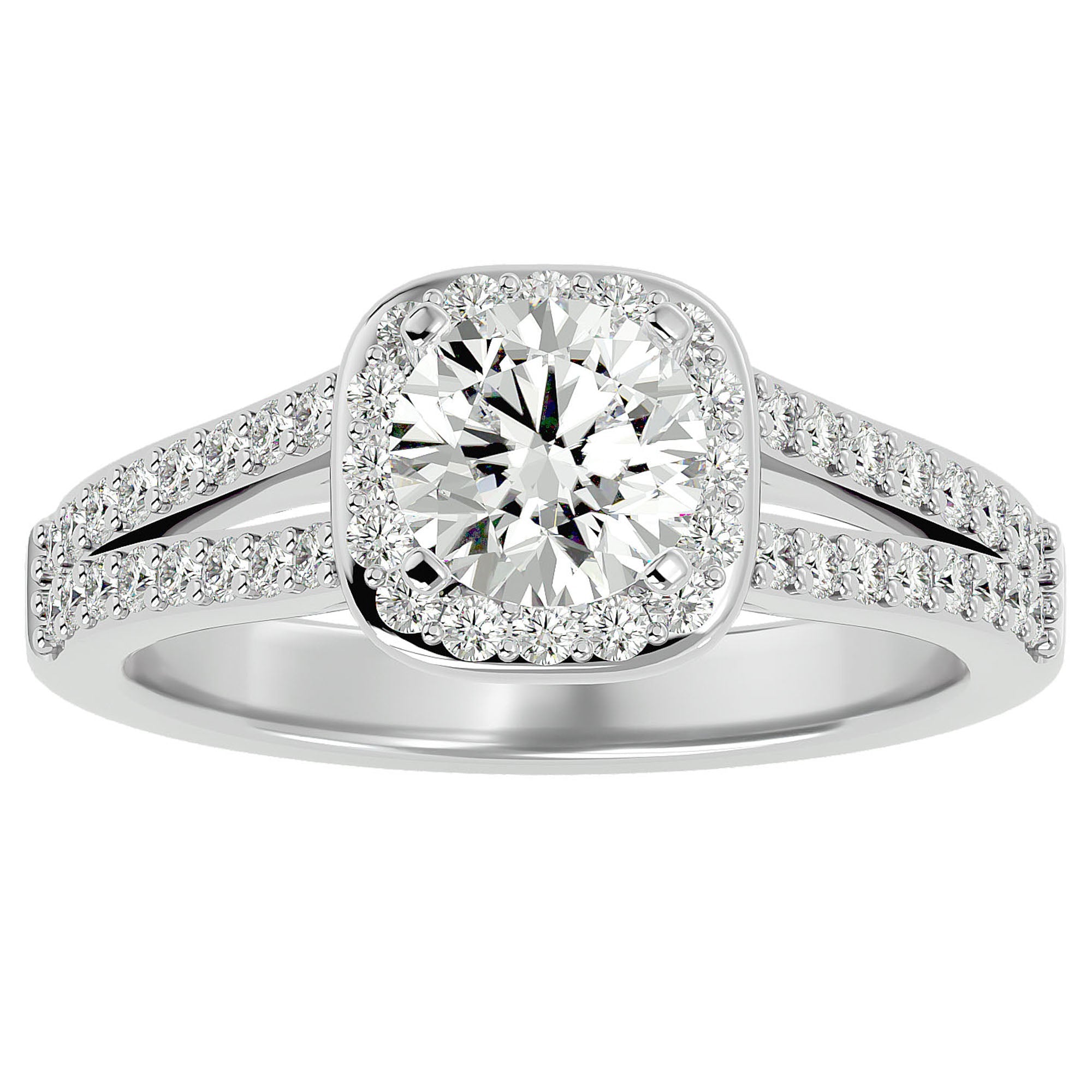Inel de Logodnă cu Diamante Create în Laborator Brilliant Rotund Pavé de 1.30 ct din Platina - Castelo.ro