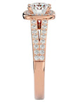 Inel de Logodnă din Aur 14k cu Diamante Create în Laborator Brilliant Rotund Pavé de 1.30 ct din 14k Aur Roz - Castelo.ro