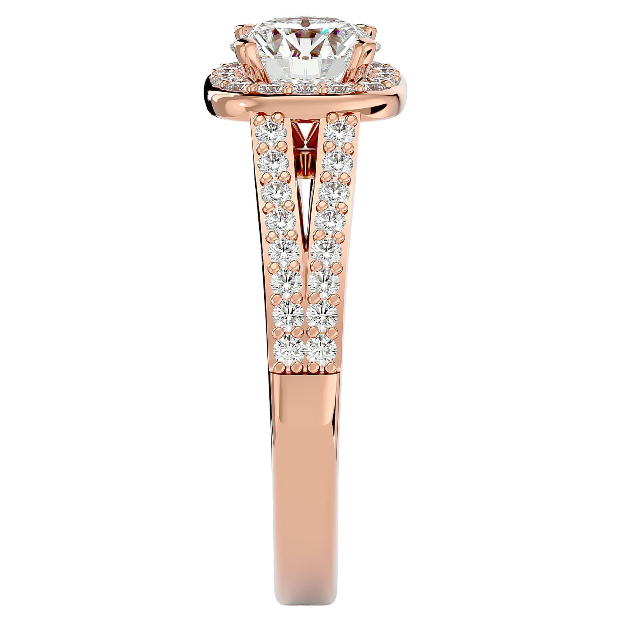Inel de Logodnă din Aur 14k cu Moissanite Brilliant Rotund Pavé de 1.30 ct din 14k Aur Roz - Castelo.ro