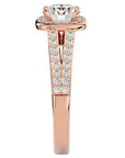 Inel de Logodnă din Aur 14k cu Moissanite Brilliant Rotund Pavé de 1.30 ct din 14k Aur Roz - Castelo.ro