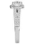 Inel de Logodnă din Aur 14k cu Moissanite Brilliant Rotund Pavé de 1.30 ct din 14k Aur Alb - Castelo.ro